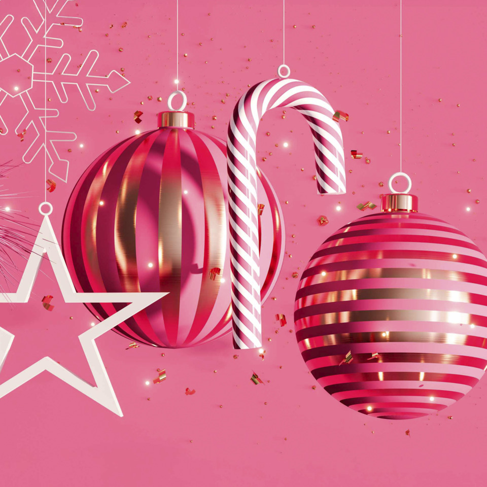 Weihnachtsdekoration, Ornament, Pink Ornament, Zuckerstange, Schmuckkugel