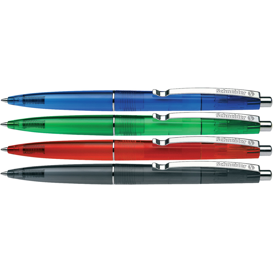 Kugelschreiber, Gelb?, Blau?, Grün?, Rot?, Schwarz?, 4er-Set, Clip, Gummigriff