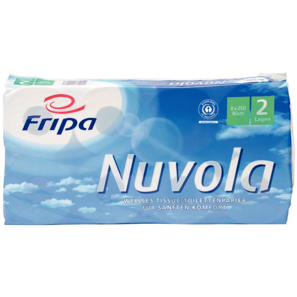Toilettepapier, Nuvola, 2-lagen, Blätter, Blauverpackung