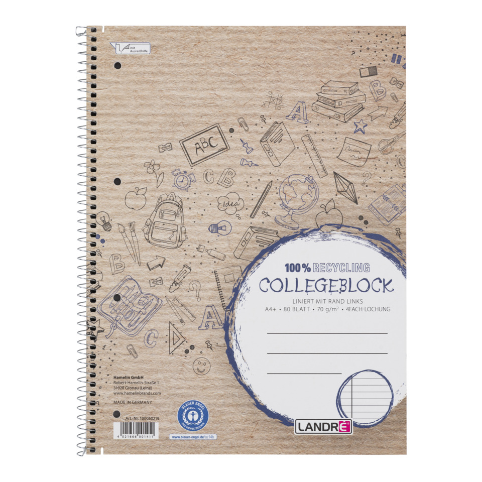 Notizblock, Spiralblock, A4-Block, Papier,  Recycling