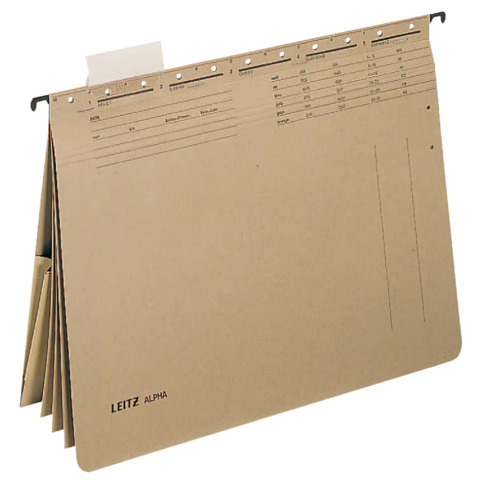 Hängehefter ALPHA® mehrfach, 4 kfm. Heftungen, Tasche, Natronkarton, naturbraun LEITZ 1983-00-00