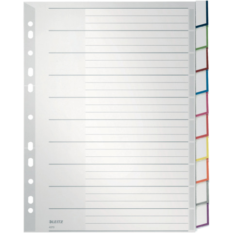 Plastikregister Blanko, A4, PP, 10 Blatt, grau LEITZ 4370-00-00