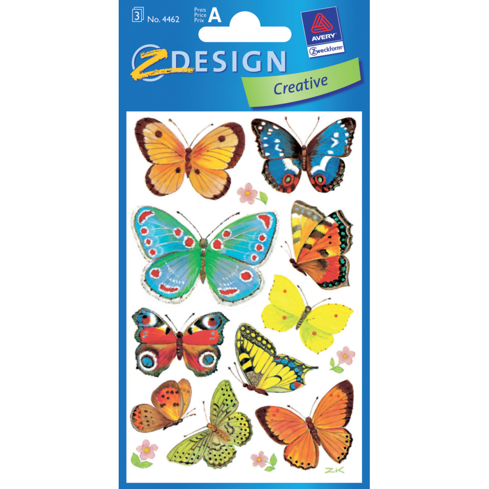 Schmetterlinge, Stickerbogen, Collage, Bunte Flügel, Motivsticker