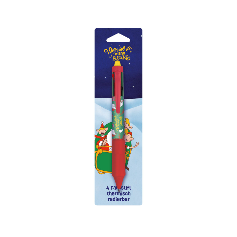 Farbkugelstift, Thermischer Stift, Radierbar, 4-Funktionen, Weihnachtsmann motif