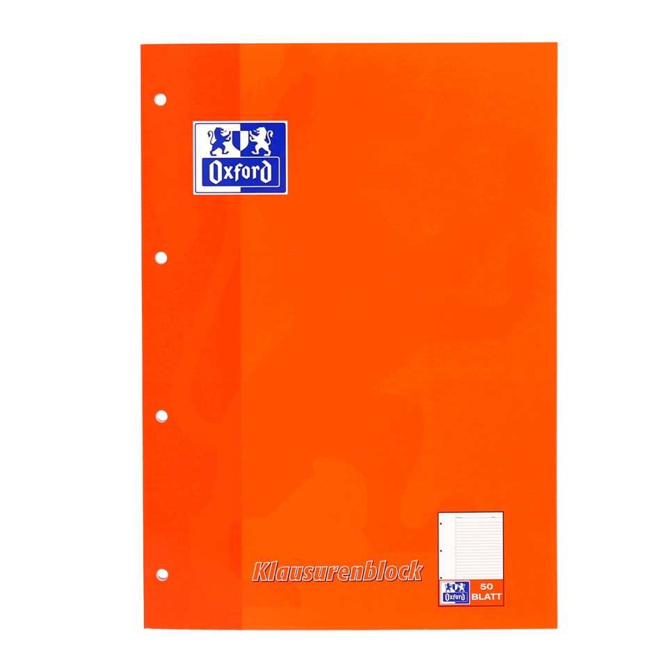 Ordner, Klausurenblock, Karton, Orange, Oxford-Logo