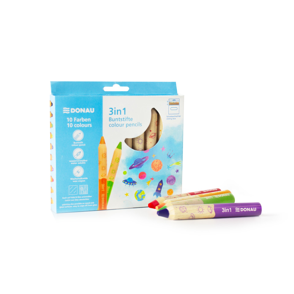 3in1 Buntstifte, Buntstifte, Holzstifte, Buntstifte, Schachtel Verpackung
