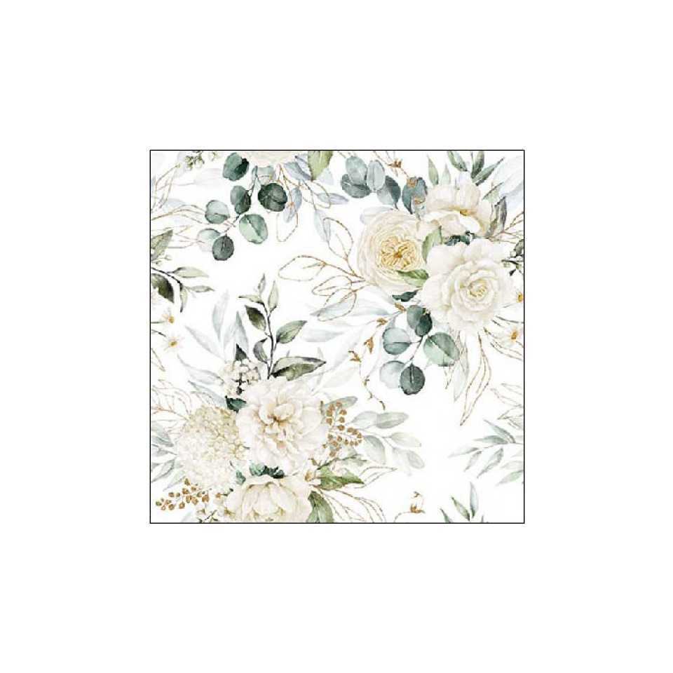 Blumenmuster, Floral-Print, Wanddeko, Kachelmotif, Weiße Blüten