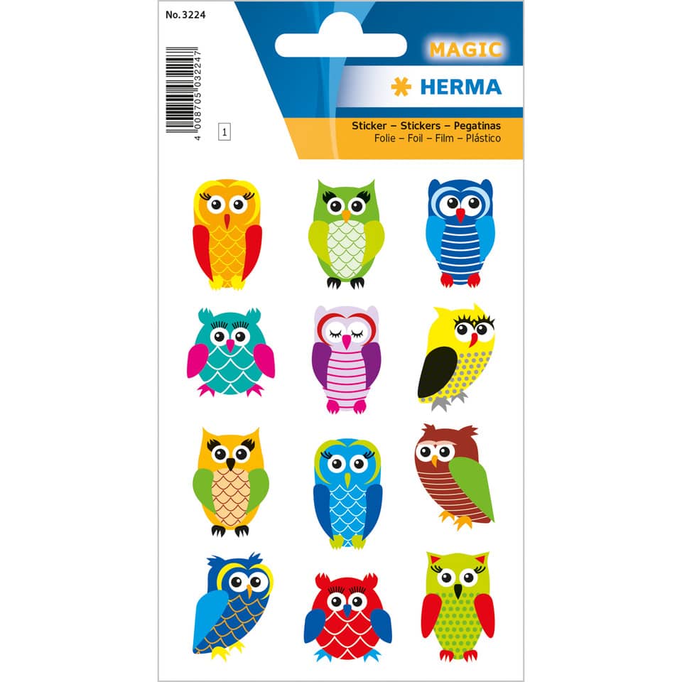 Eulenstickers, Stickerbogen, Motivaufkleber, Owl Stickers, Kinderaufkleber