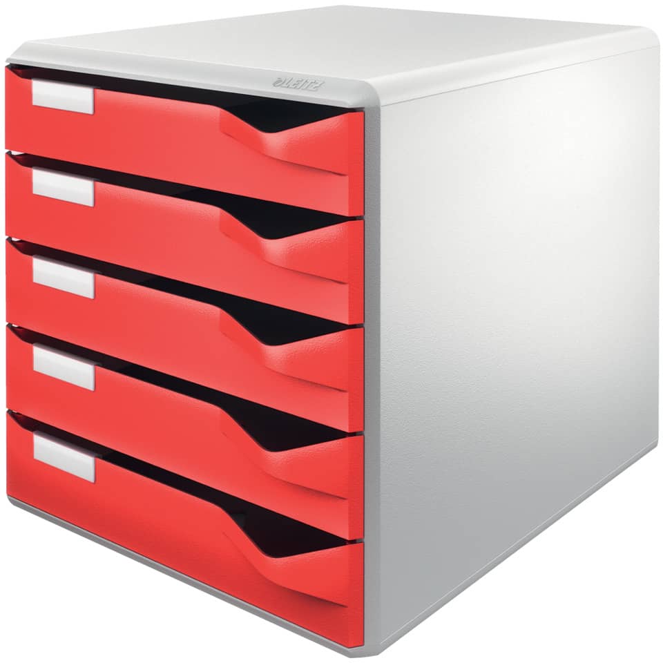 Schubladenbox, Schubladenkasten, Rote Schubladen, Aufbewahrungskiste, Plastik-Schubladen