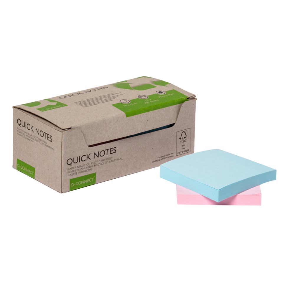 Notizblöcke, Post-it, Klebezettel, Kartonbox, bunte Notizstreifen