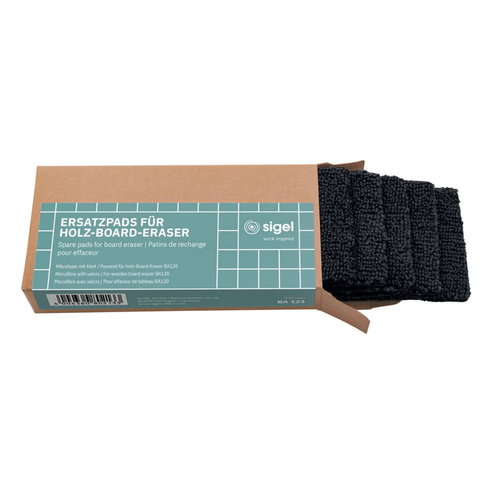 Holz-Board-Eraser, Ersatzpads, Microfaser, Schwarz, Bürobedarf