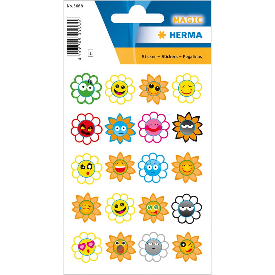 stickers, blumen, gesichter, bunt, dekorativ