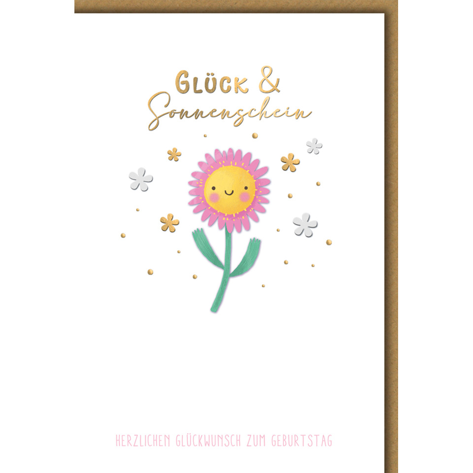 blumenkarte, fröhliche blume, sonnenschein, geburtstagskarte, papierkarte