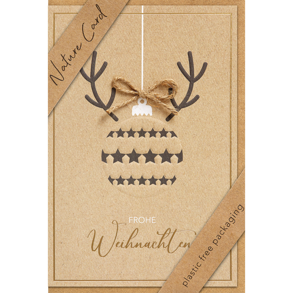 natur, karte, krafpapier, weihnachten, sternenmuster