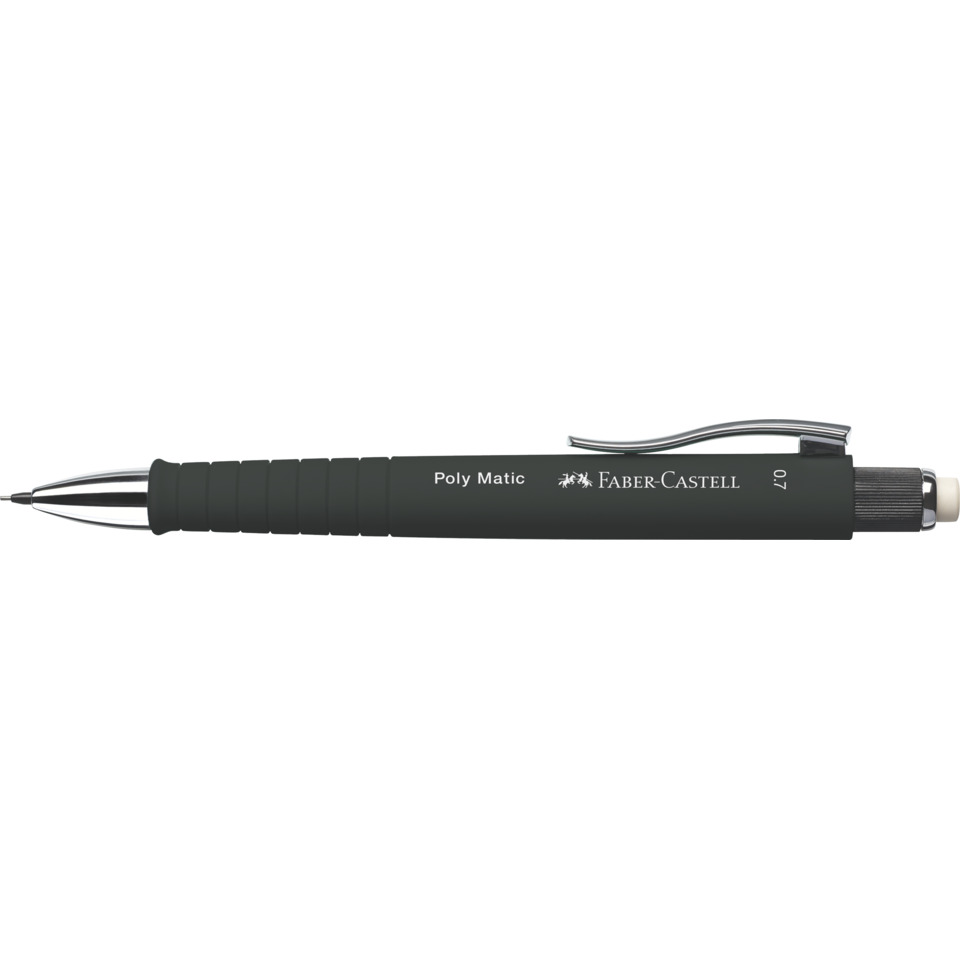 mechanical pencil, polymerisch?, lead holder, dunkelgrau, Klemmclip
