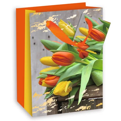 Geschenktragetasche Tulpen, 13,6x26,3x32,3cm  53256