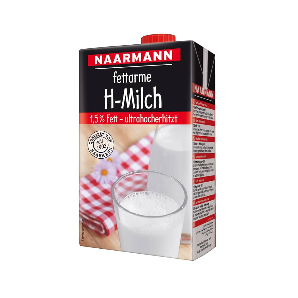H-Milch, fettarm, 1,5% Fett, ultrahocherhitzt, Milchpackung