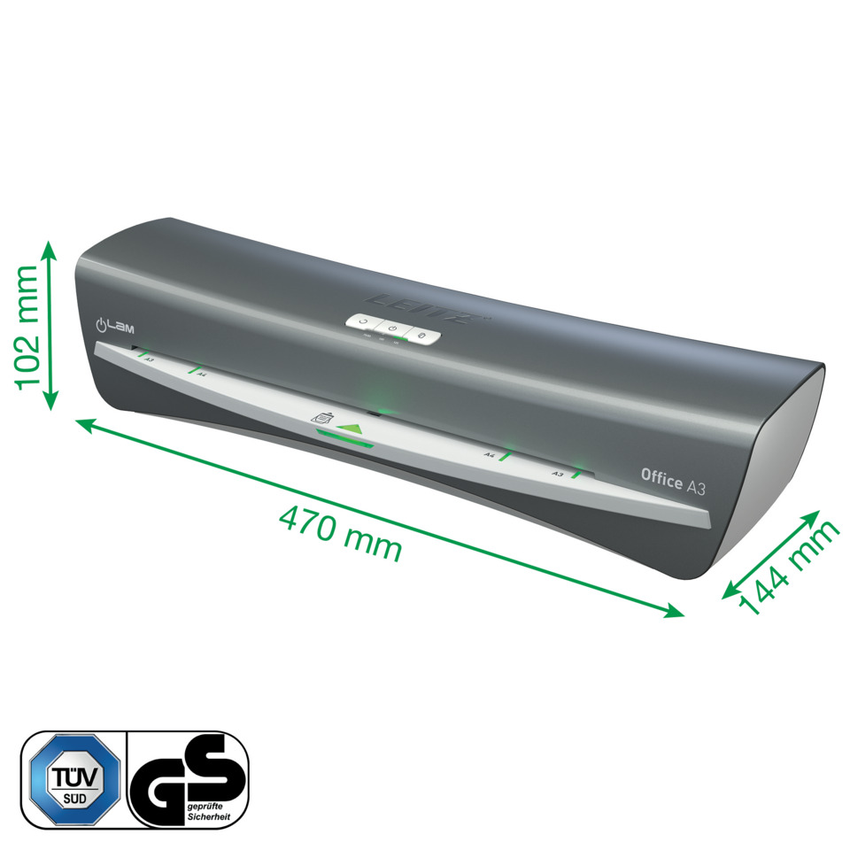 Schredder, Office A3, Beschriftungsgerät, Kantenabdeckung, Abmessungen 470x102x144 mm