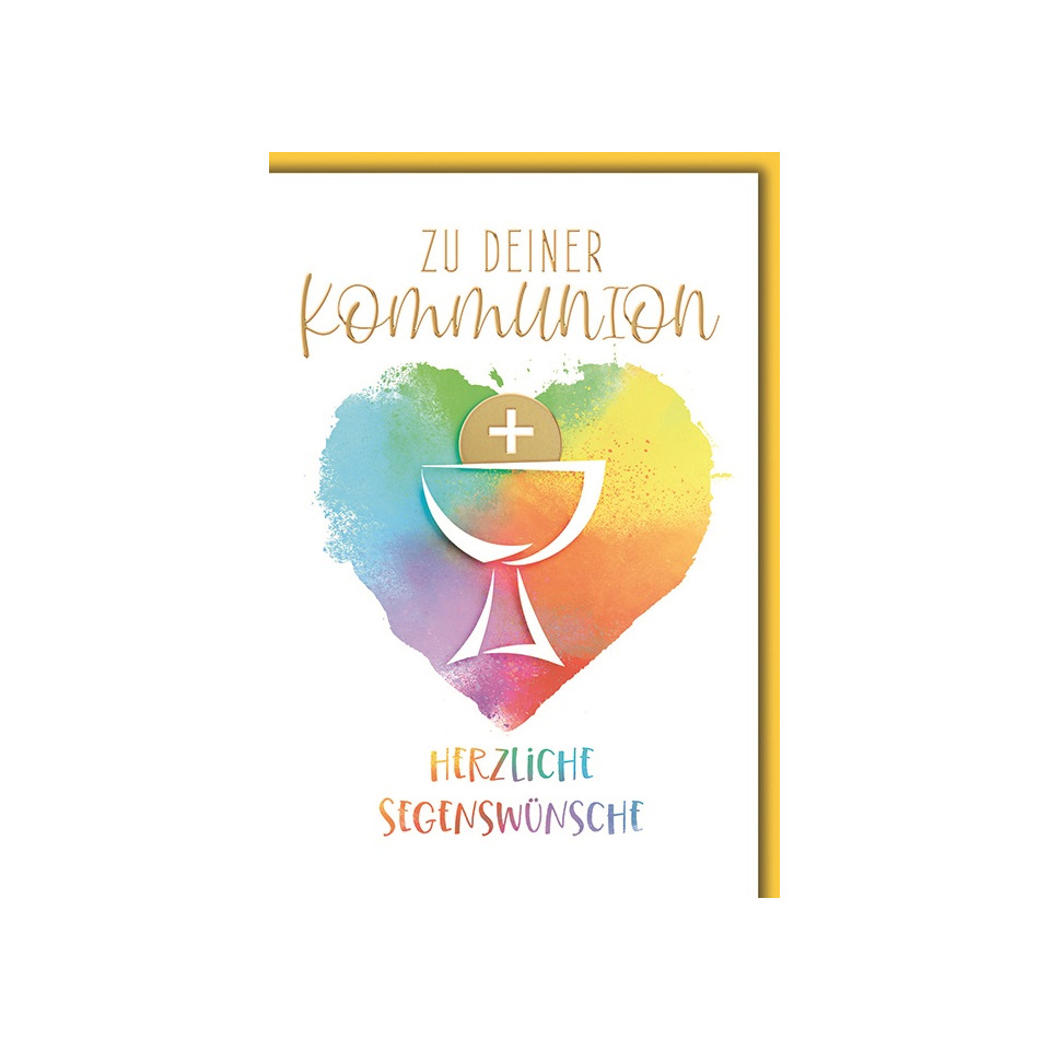 Kommunionskarte, Herz, Weihwasser, Tintenherz, Karten Design