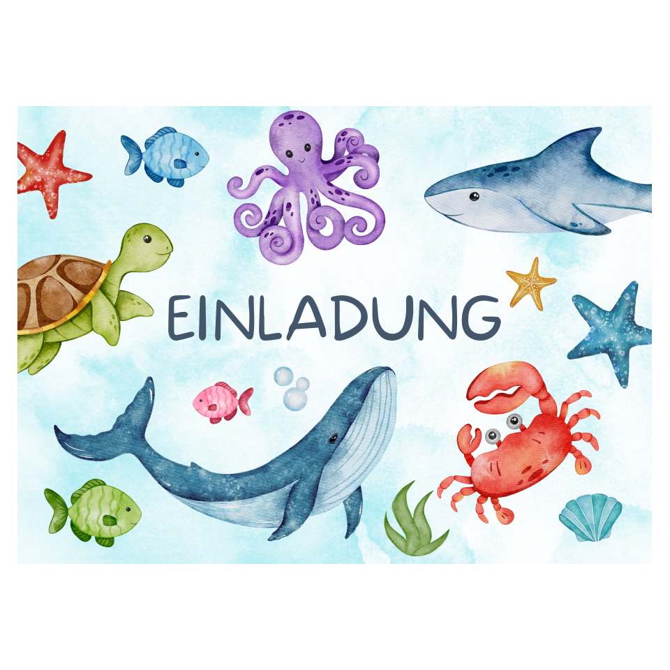 Unterwasserwelt, Einladung, Wal, Hai, Krabbe