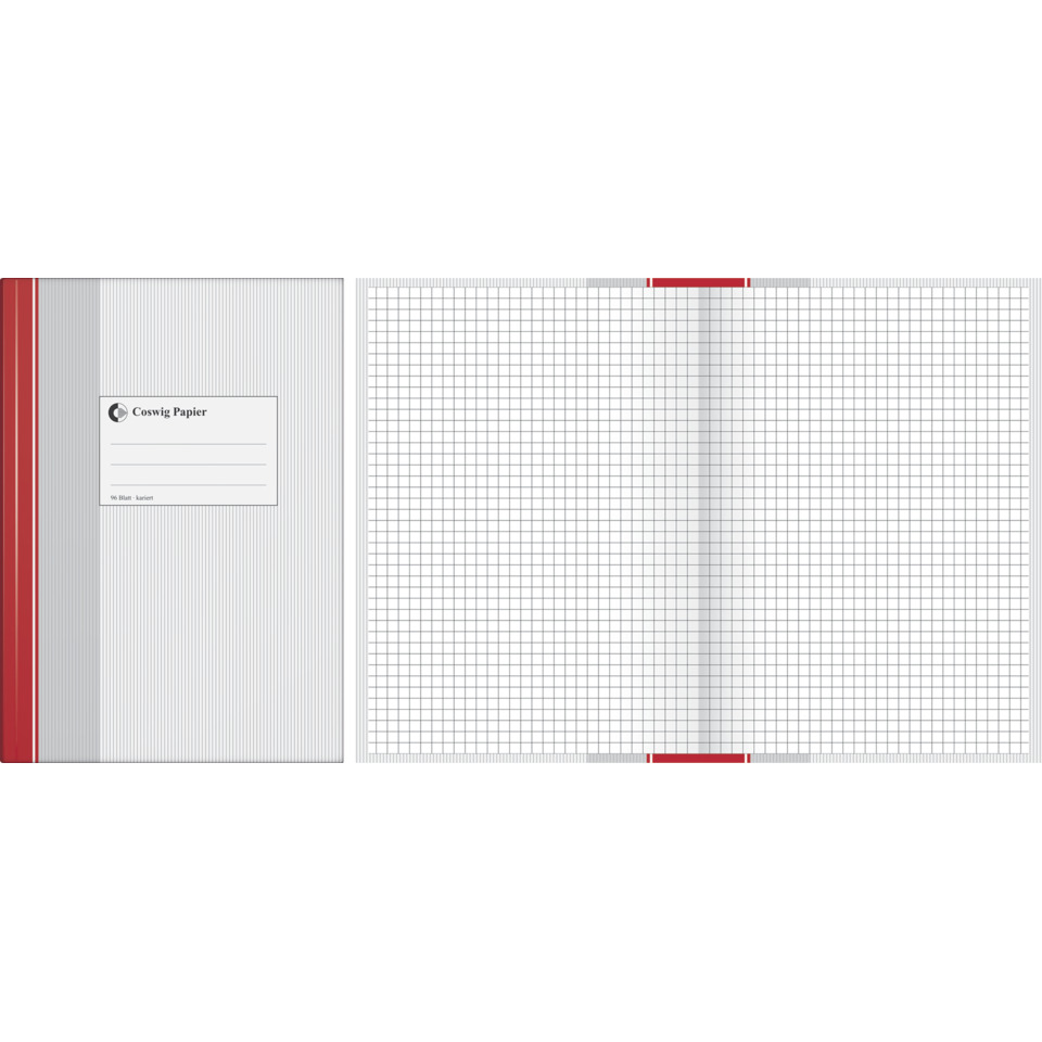 Notizbuch, Spiralbindung, kariert, Lineatur, Einbandrot