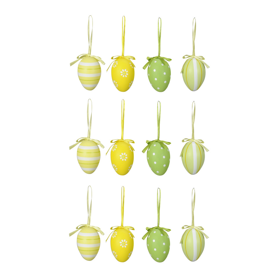 Ostereier, Dekorative Eier, Gelbe Eier, Grüne Eier, Schleifenband