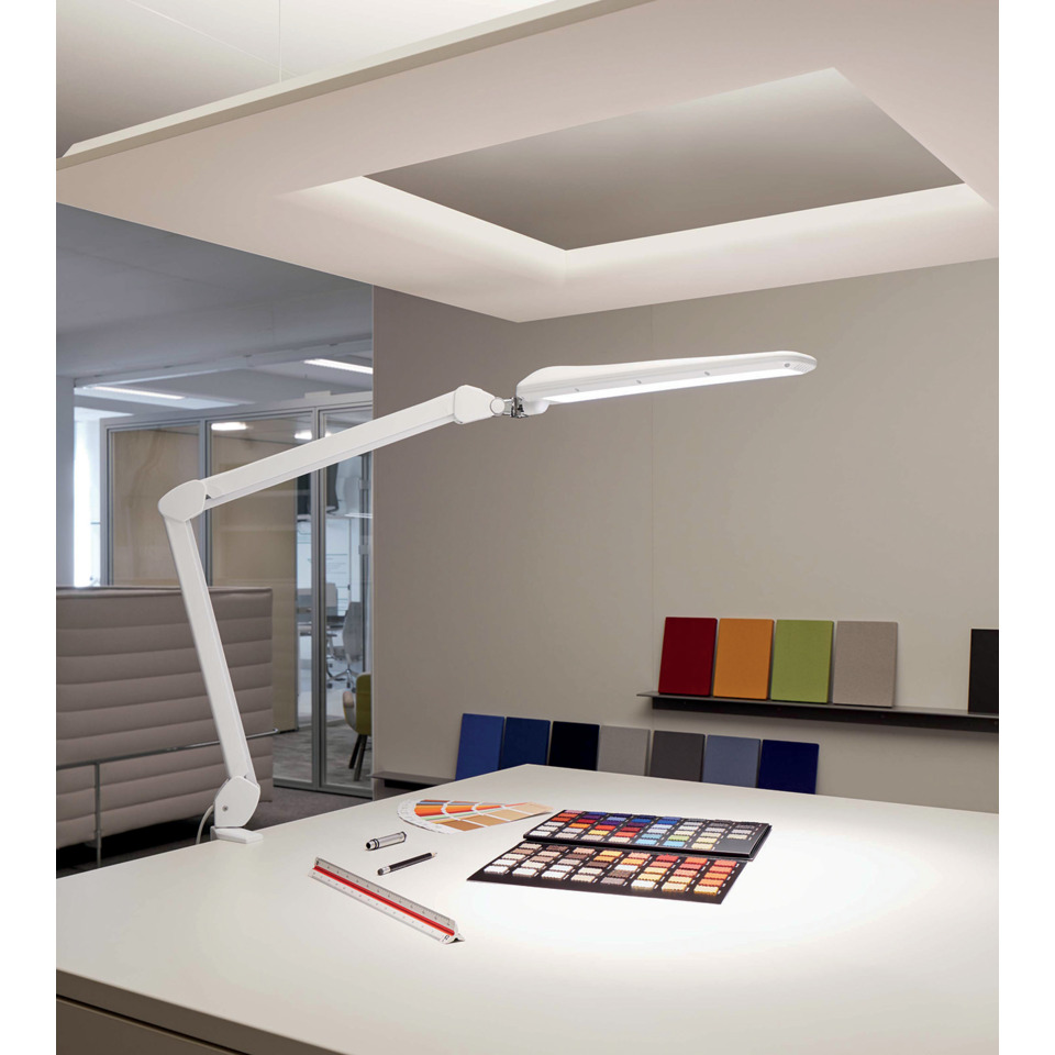 desk lamp, art desk, color swatches, workstation, lighting fixture