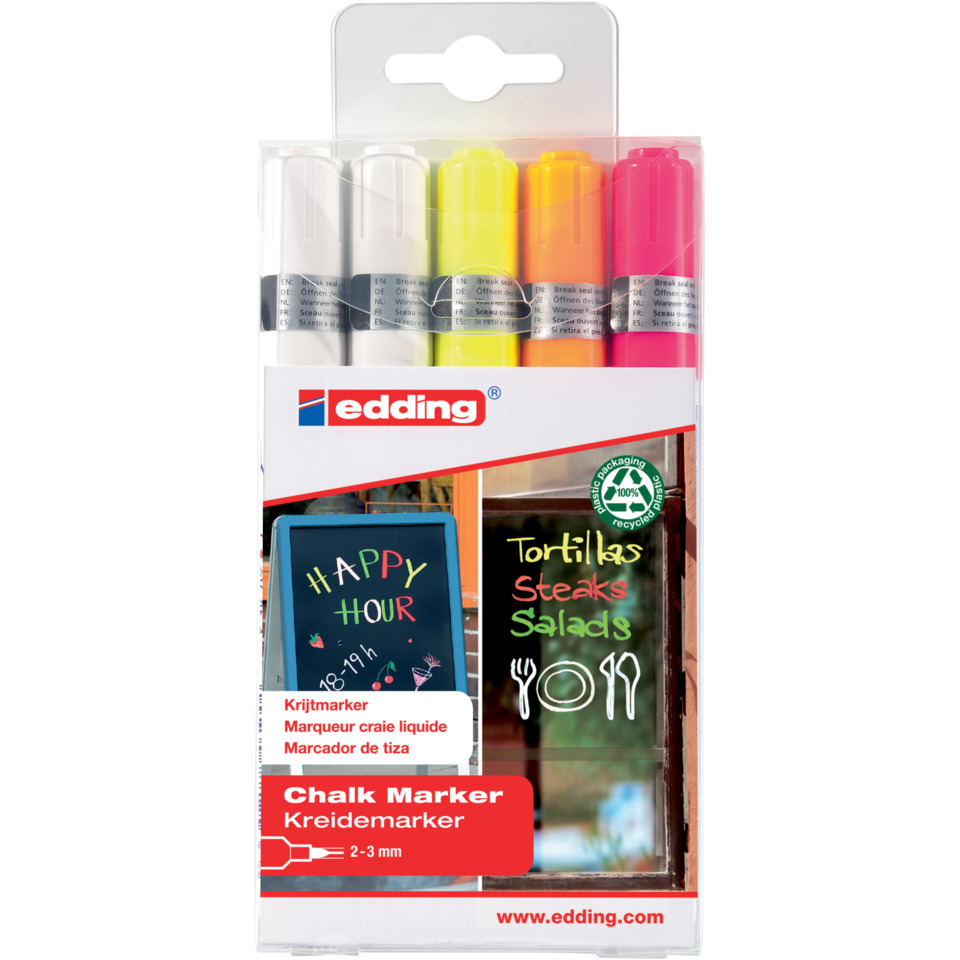 Kreidemarker, Marker, Farbmarker, 2-3 mm Spitze, Edding-Verpackung, Kreidemarker, Marker, Buntstifte, Tafelbeschriftung, 2-3 mm Spitze