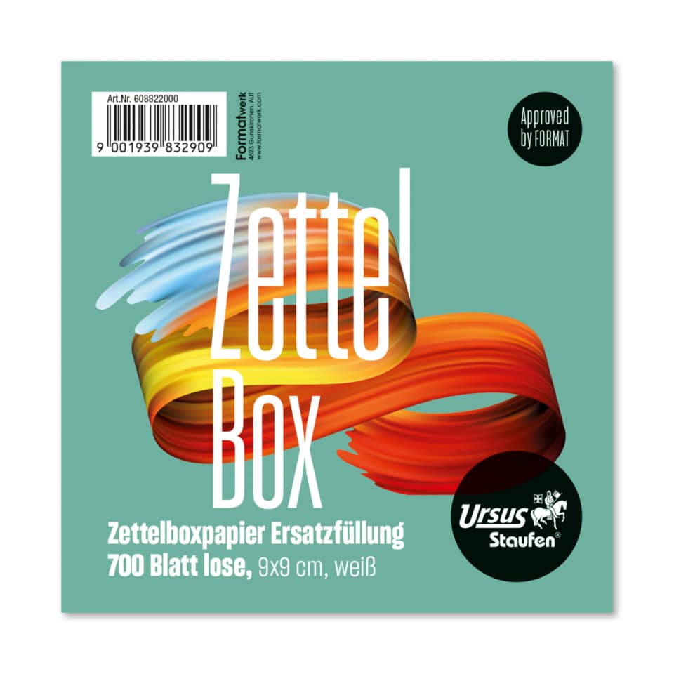 Zettelbox, Papier, Buchstützen, Weiß, 700 Blatt