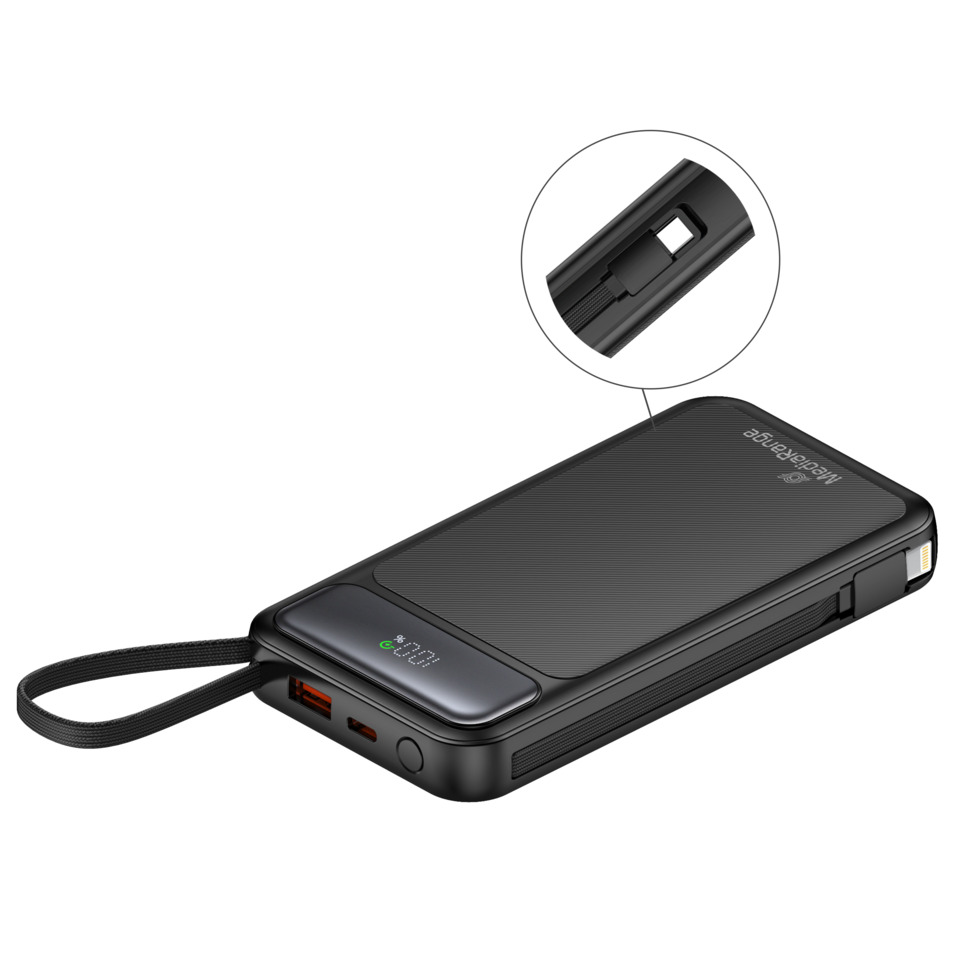Powerbank, USB-C, Lightning, Qi, LED-Anzeige