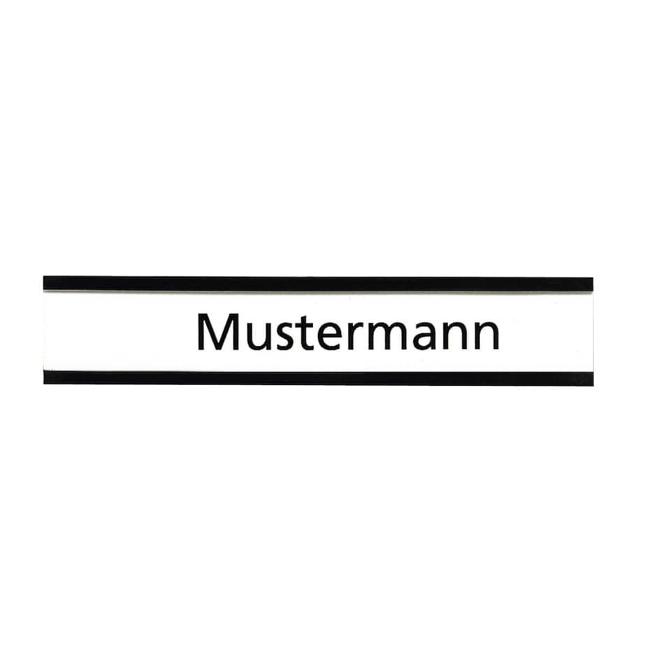 Namensschild, Nameplakette, Etikett, Mustermann, Textplatte