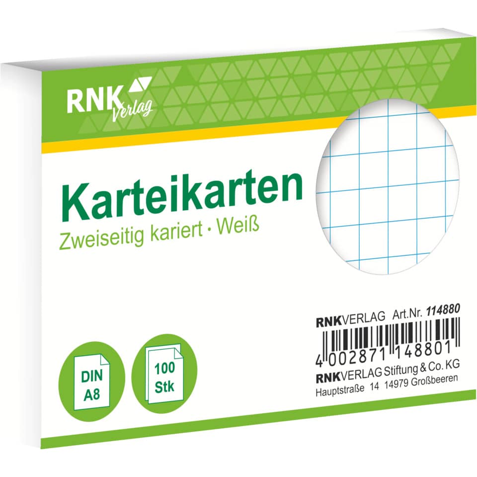 Karteikarten, DIN A8, 100 Stk, Weiss, Kartenkarton
