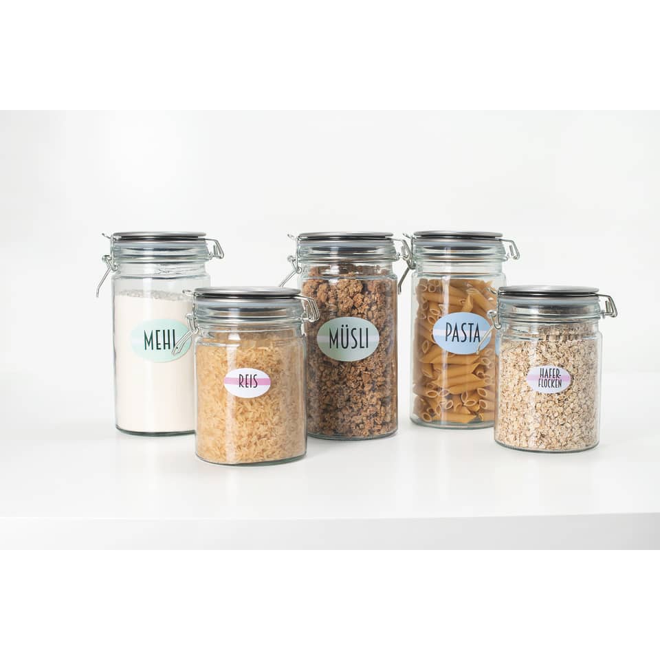 Glasbehälter, Vorratsglas, Küchendose, Nudeln, Reis, Müsli, Mehl, Pasta, Haferflocken, Körner