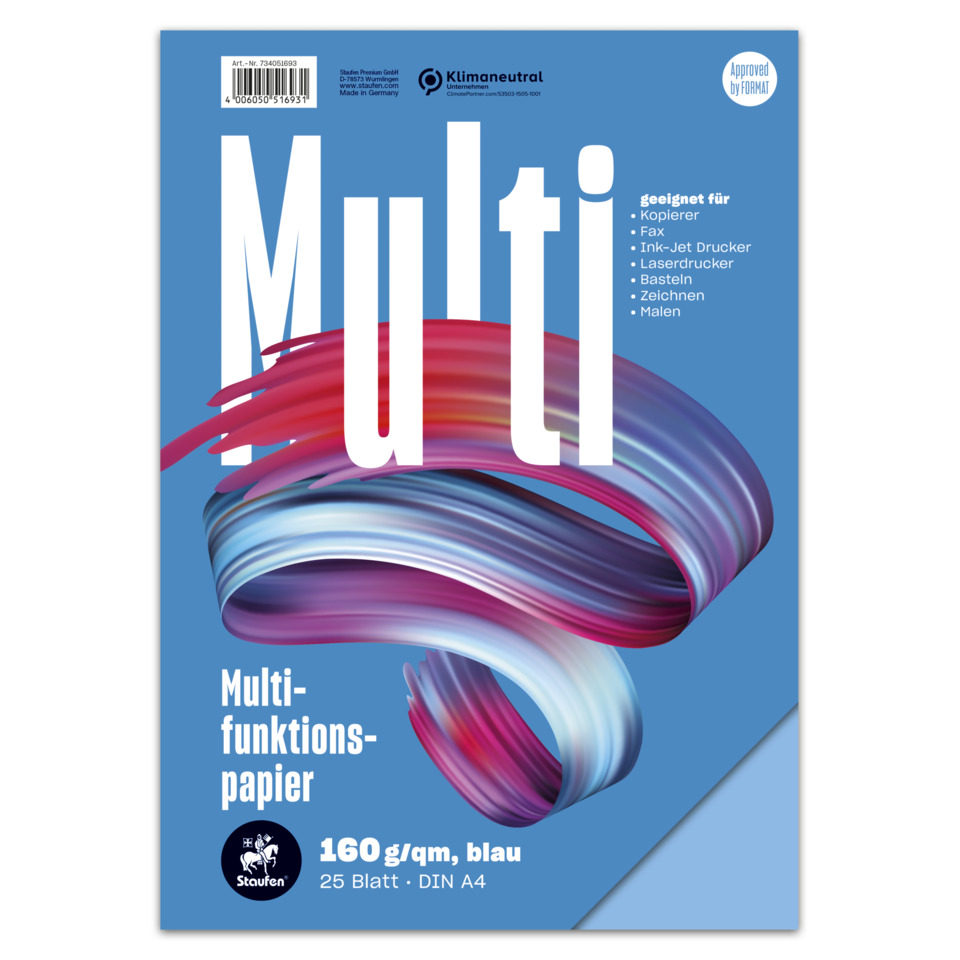 Multifunktionspapier, blau, DIN A4, 25 Blatt, 120 g/m²