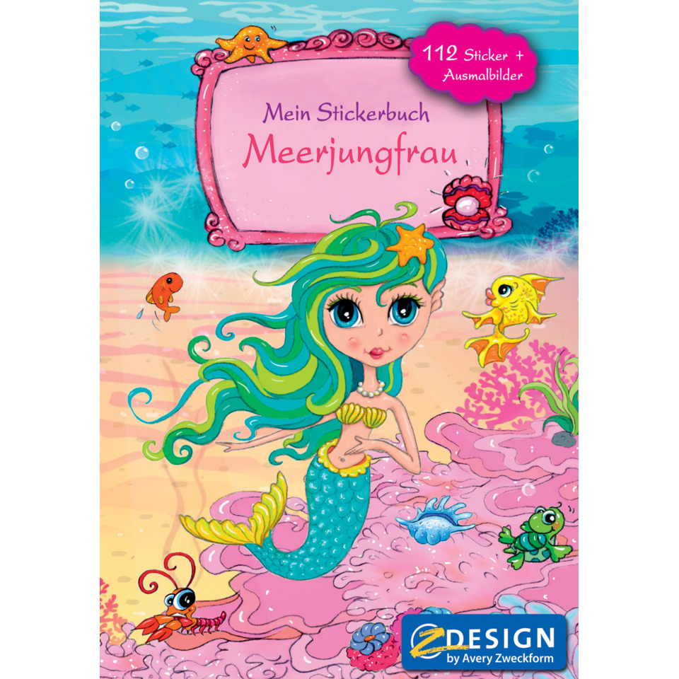 meerjungfrau, mermaid, stickerbuch, unterwasserwelt, grün-blaues mermaid (ungewöhnlich)