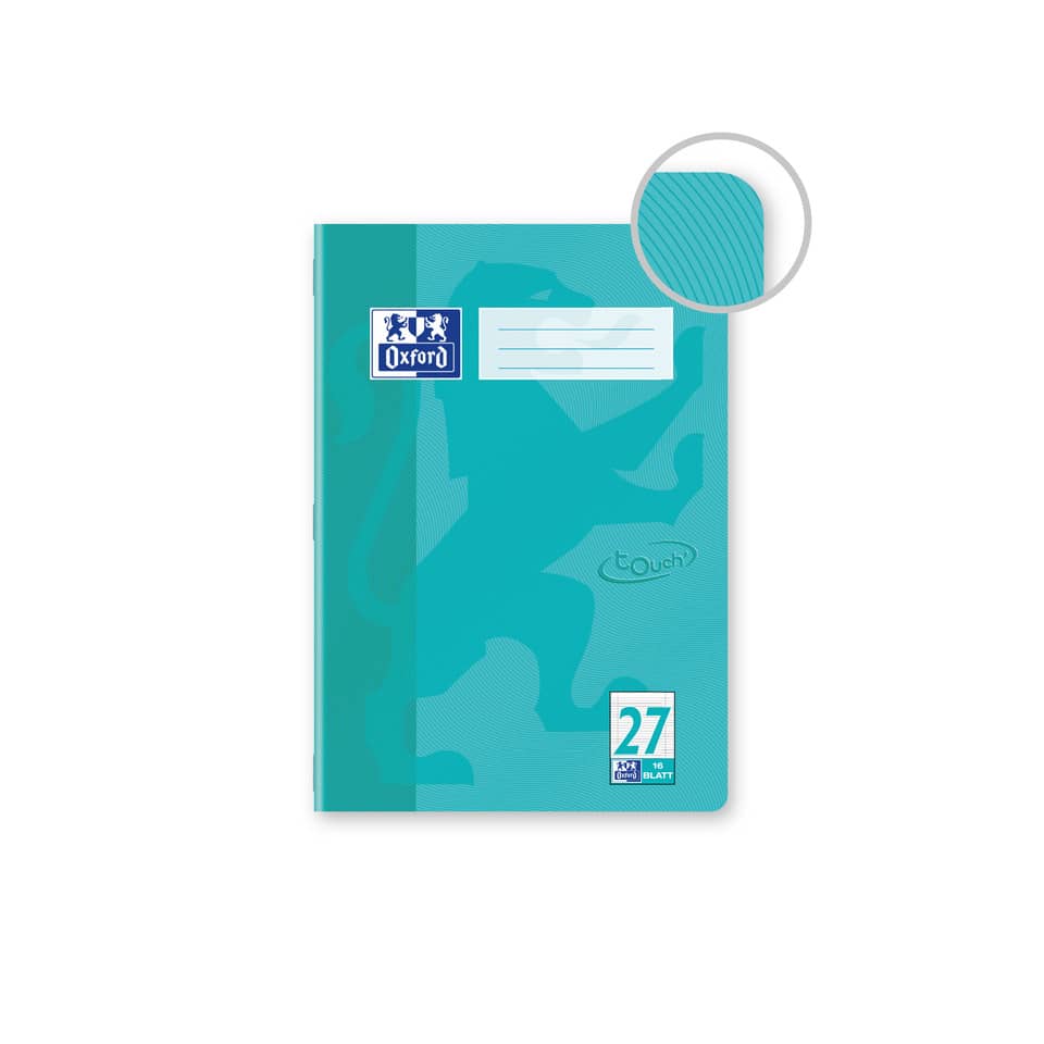 Notizbuch, Klappcover, turquoise, Lineatur 27, Oxford