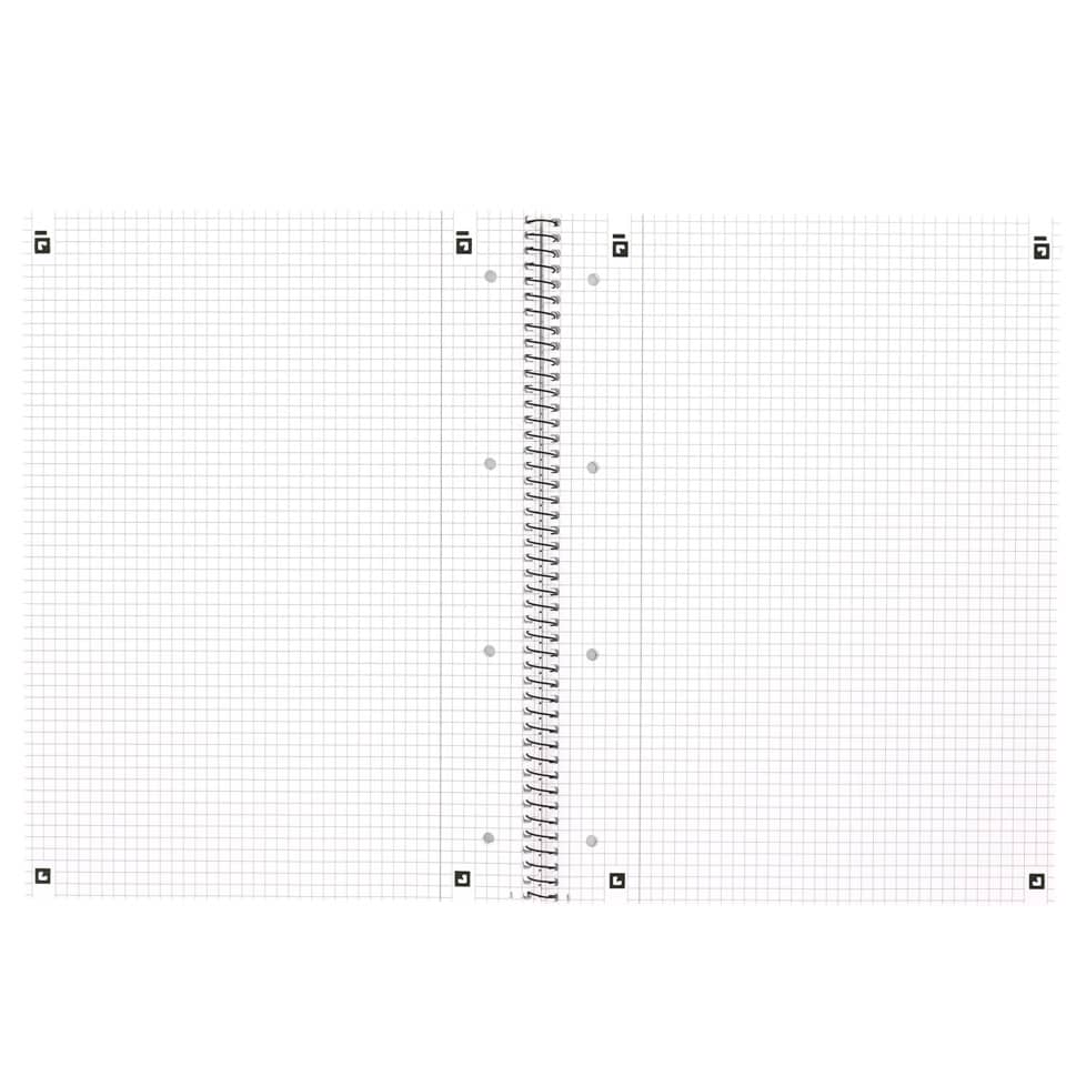 Notizbuch, spiralförmig gebunden, Rasterpapier, Gitterpapier, zentrales Bindewerk