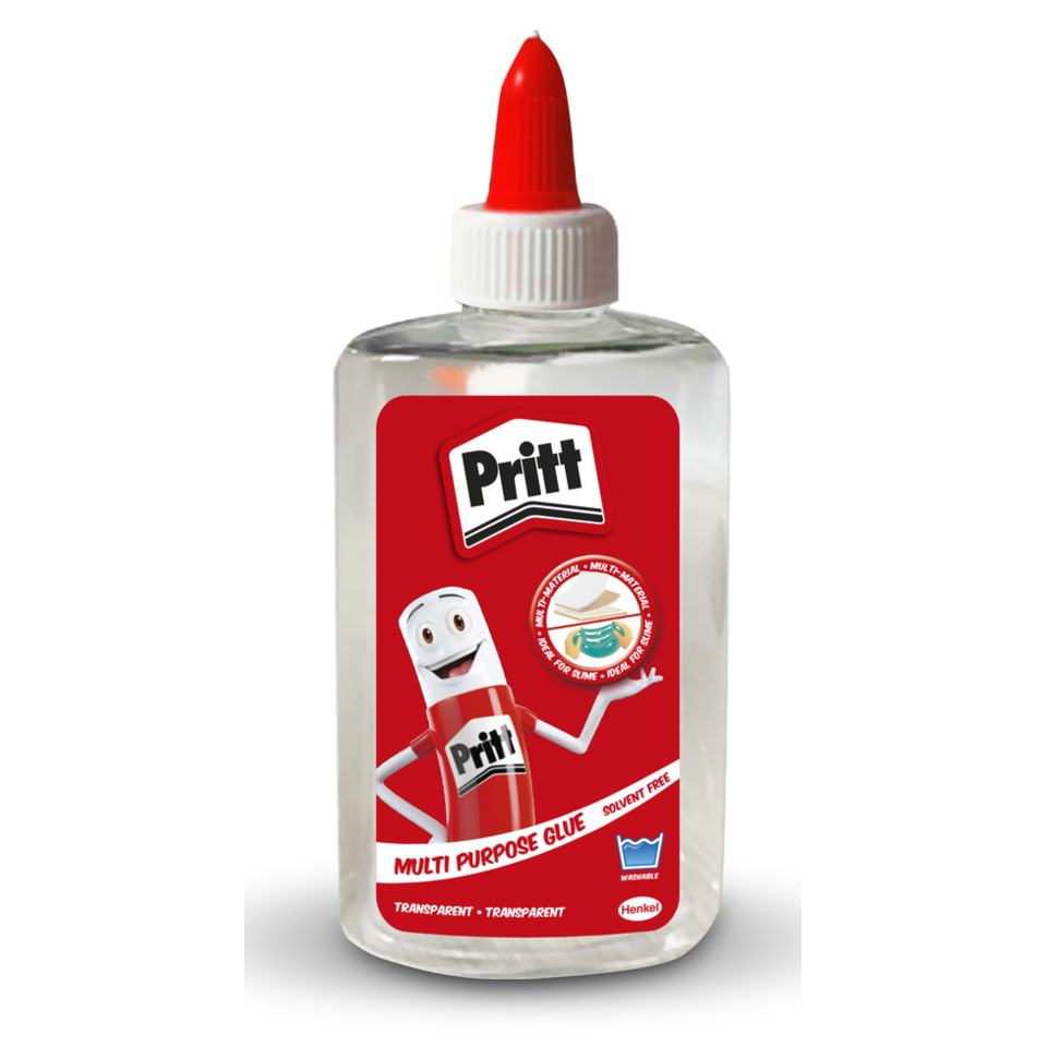 Klebstoff, Mehrzweckkleber, Transparenter Kleber, Flasche, Pritt