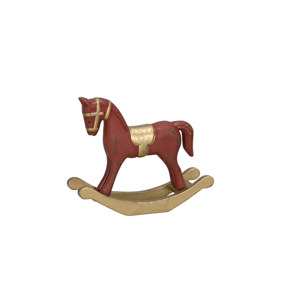 Pferd, Schaukelpferd, Holzfigur, Rot, Gold