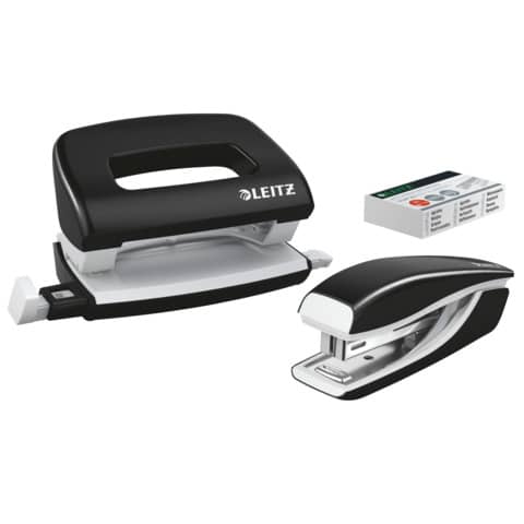 Locher+Hefter mini NeXXt WOW, 10 Blatt, Anschlagschiene, Metall, schwarz LEITZ 5561-20-95