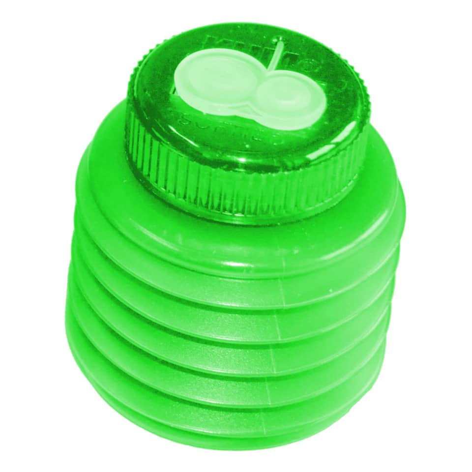 grüne Flasche, Faltschale, Trinkflasche, Schraubverschluss, Faltdispenser