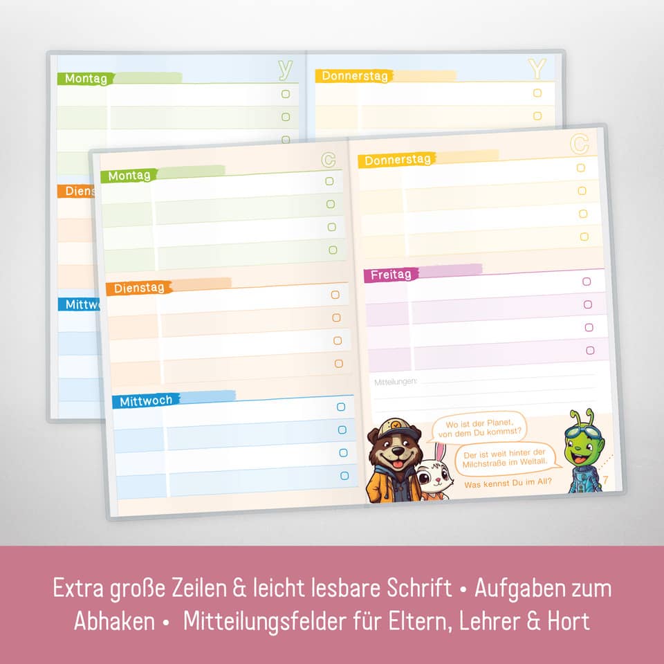 Wochenplan, Unterrichtsplan, Tagesplan, Kinderfreundlich, Klebemultifach