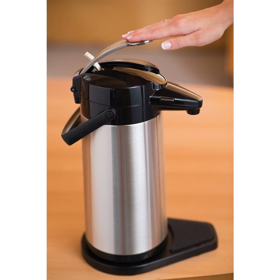 Thermosflasche, Stahl, Kaffee-/Wasserkännchen, Druckverschluss, Schwarzes Oberteil