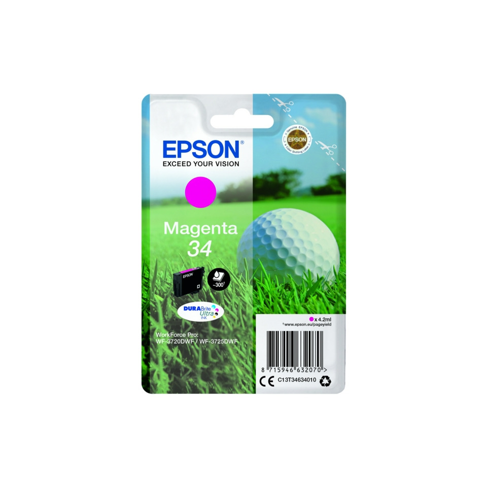 Tintenpatrone, Magenta, 34, Epson Tinten, DuraBrite Tinte, Tintenpatrone, Magenta, 34, EPSON, DURAbrite