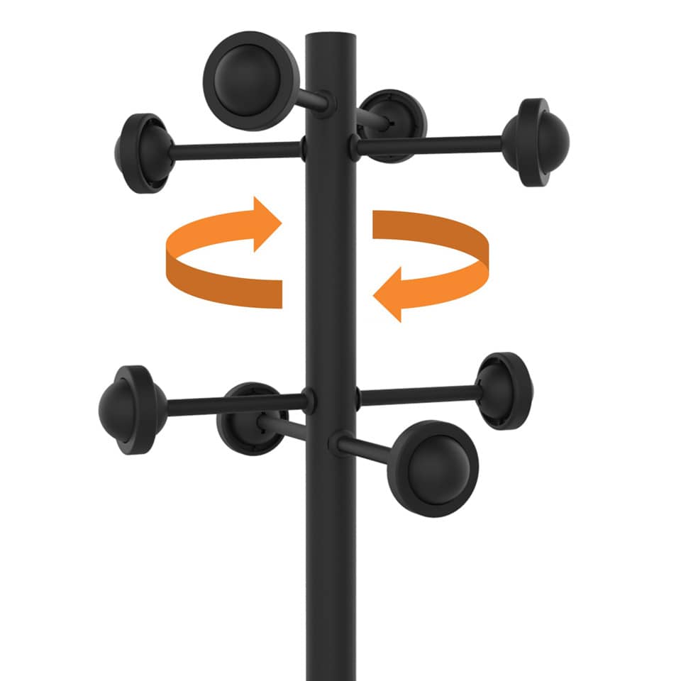 Kleiderbügel-Aufhängung, Kleiderhalter, Drehbare Haken, Wand- bzw. Stange, Metallrohr