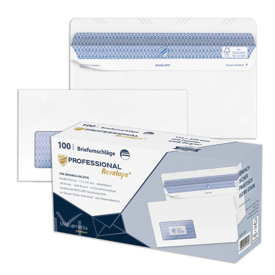 Briefumschläge, Professional, Revolveo, 100 Stück, Blau