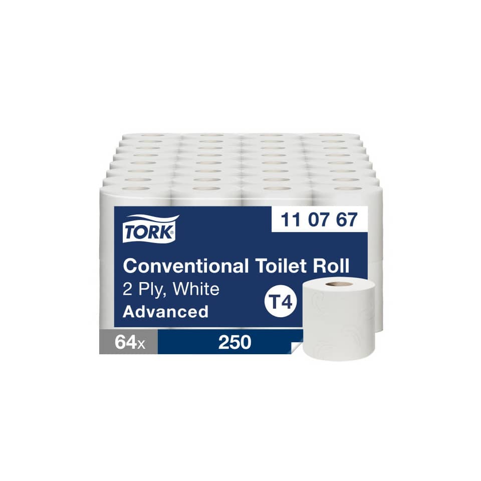 Toilettenpapier, 2-lagig, Weiß, Konventionell, Rollen