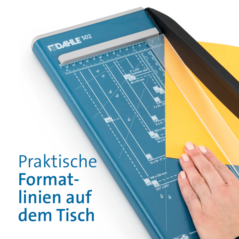 Schneidemaschine, Formatlinien, Tischwerkzeug, Blaue Klemme, Papierstanze
