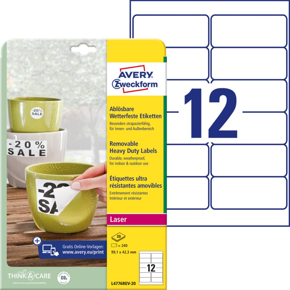 Etiketten, Aufkleber, Laser, 12er Pack, Avery Zweckform