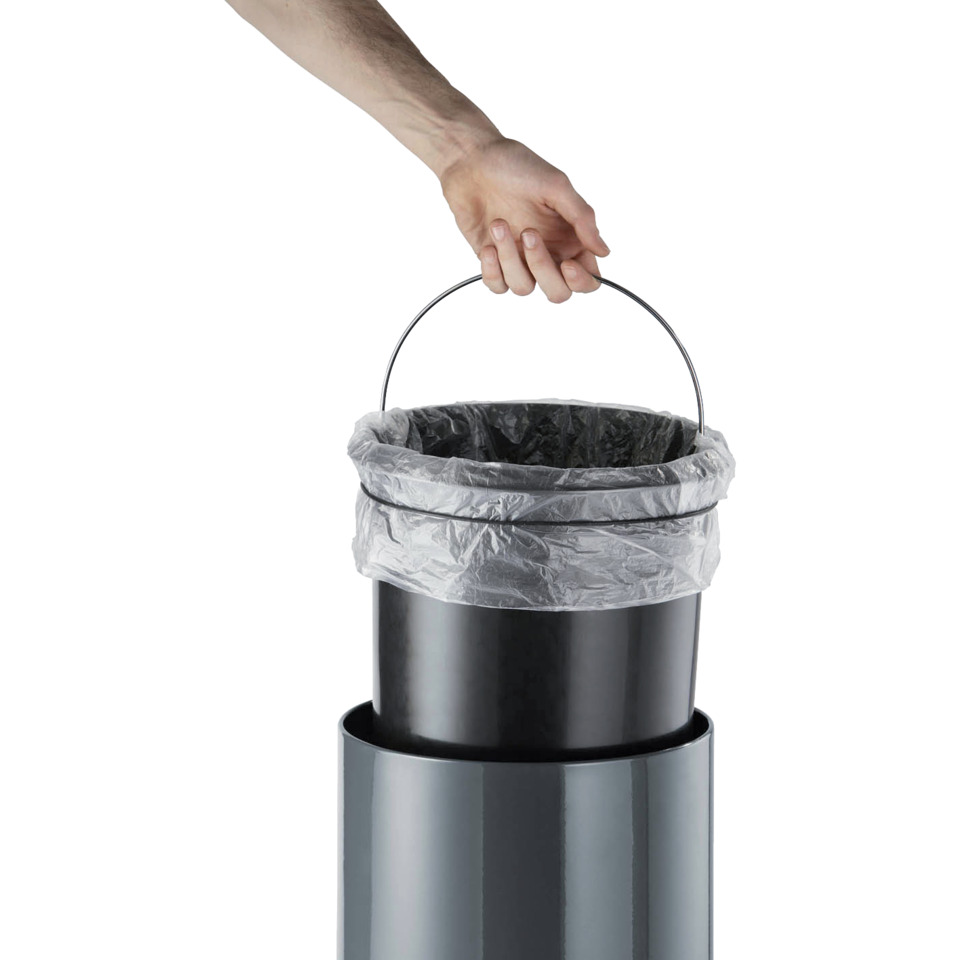 Mülltonne, Müllbeutel, Metalltonne, Silber, Tragegriff